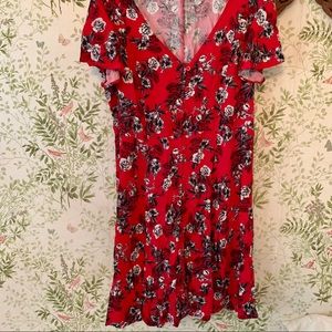 Torrid Flutter Sleeve Red Floral Dress